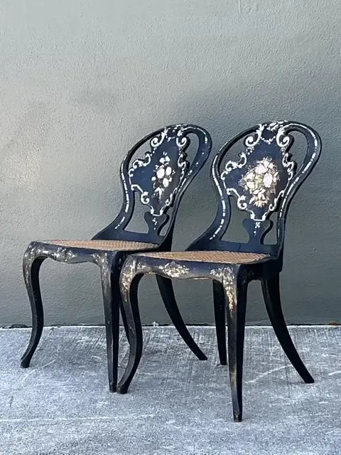 Vintage Papier Mache Cane Chairs - A Pair — additional photo 1