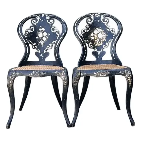 Vintage Papier Mache Cane Chairs - A Pair — additional photo 2