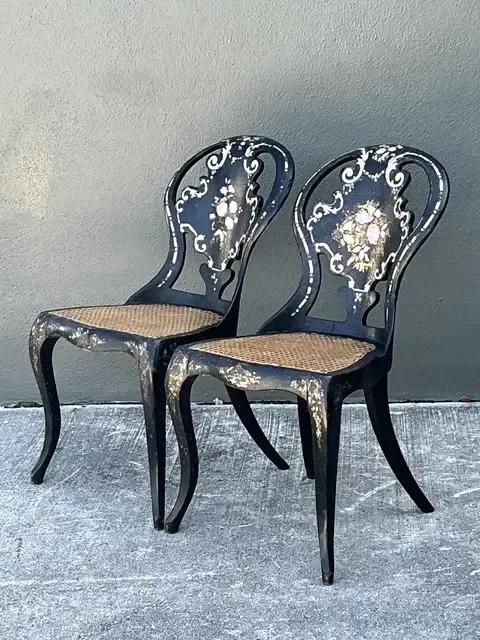 Vintage Papier Mache Cane Chairs - A Pair — additional photo 3