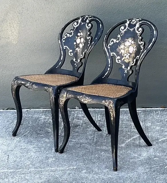 Vintage Papier Mache Cane Chairs - A Pair — additional photo 4