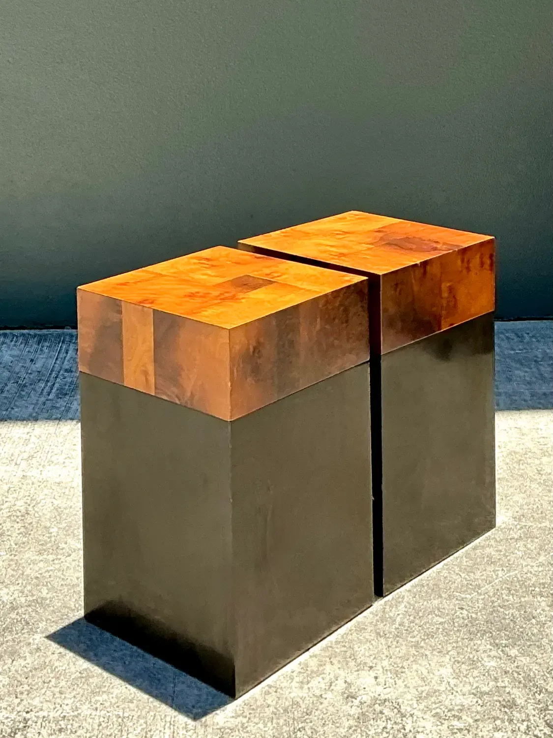 Vintage Parquet Burl Wood Drinks Tables - A Pair — additional photo 6