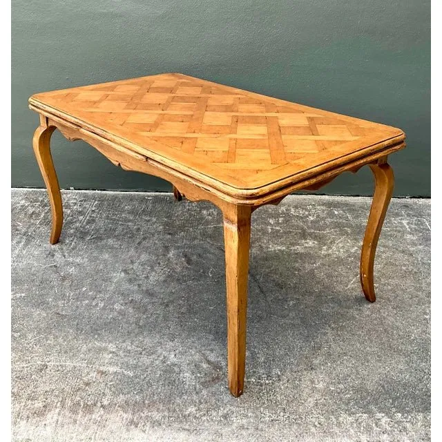Vintage Parquet Inlay Extendable Dining Table — additional photo 2