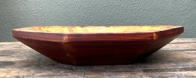 Vintage Parquet Rattan Wood Bowl — additional photo 8