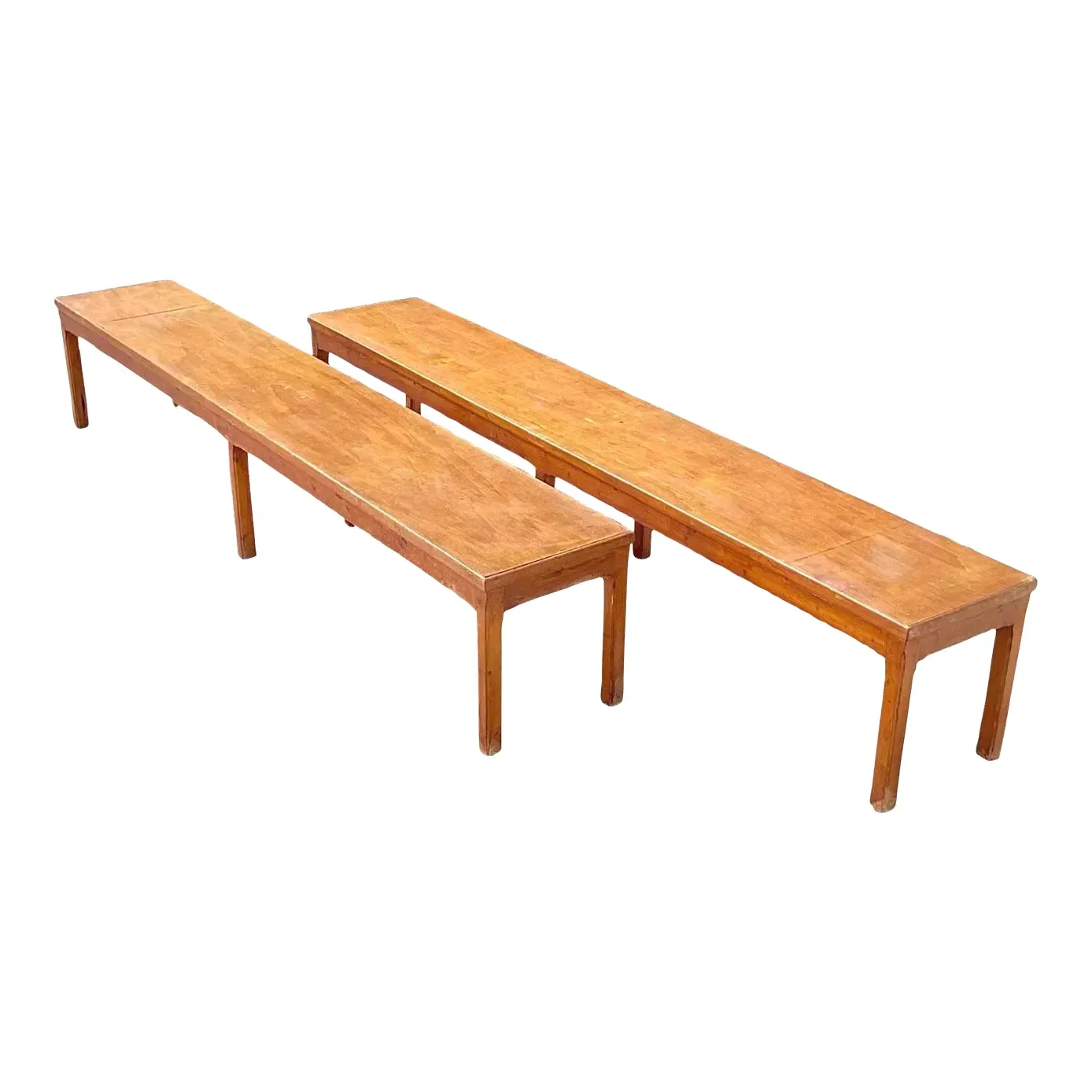 Vintage Parsons Style Monumental Wooden Bench - Pair — additional photo 1