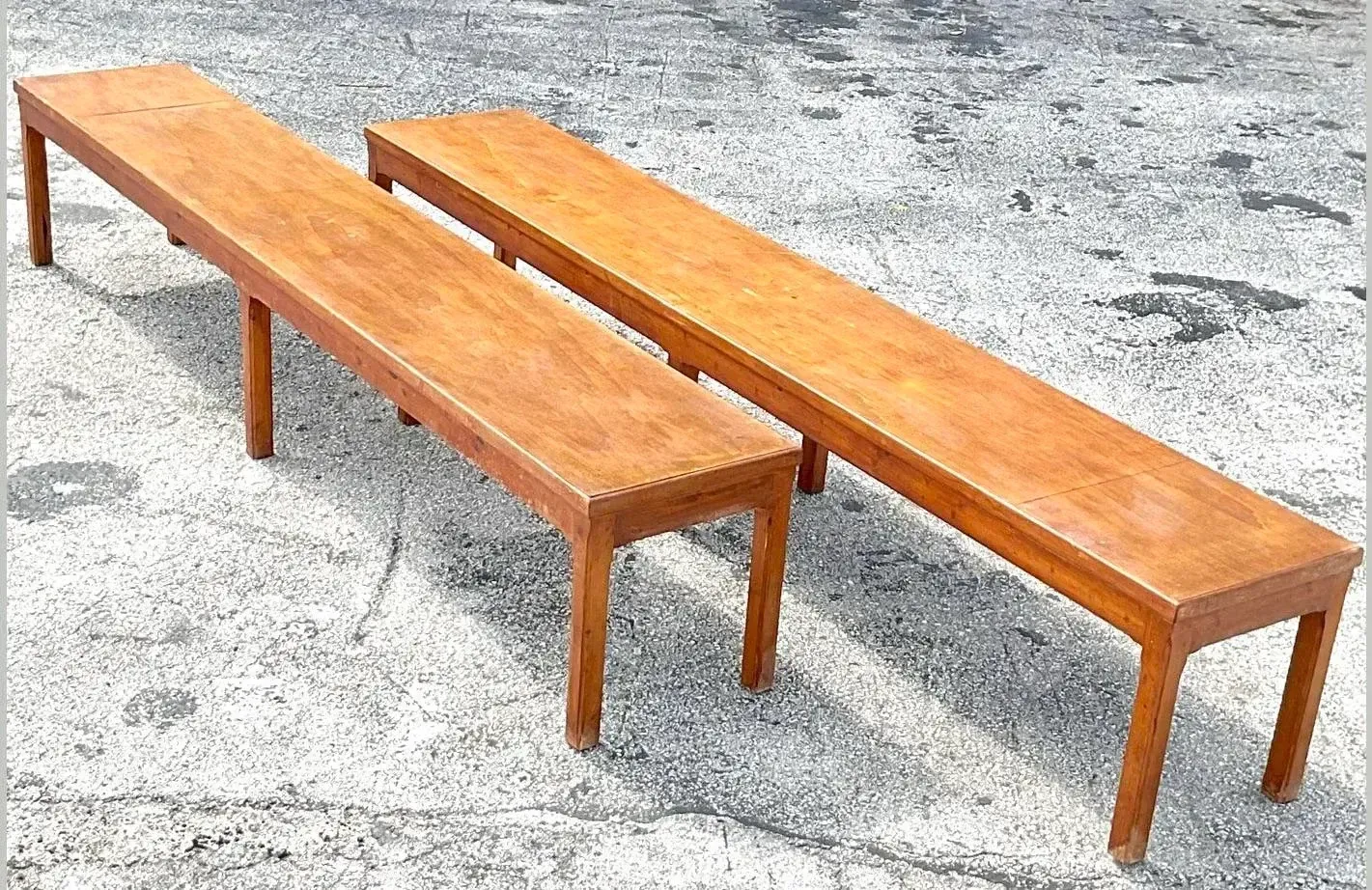 Vintage Parsons Style Monumental Wooden Bench - Pair — additional photo 4