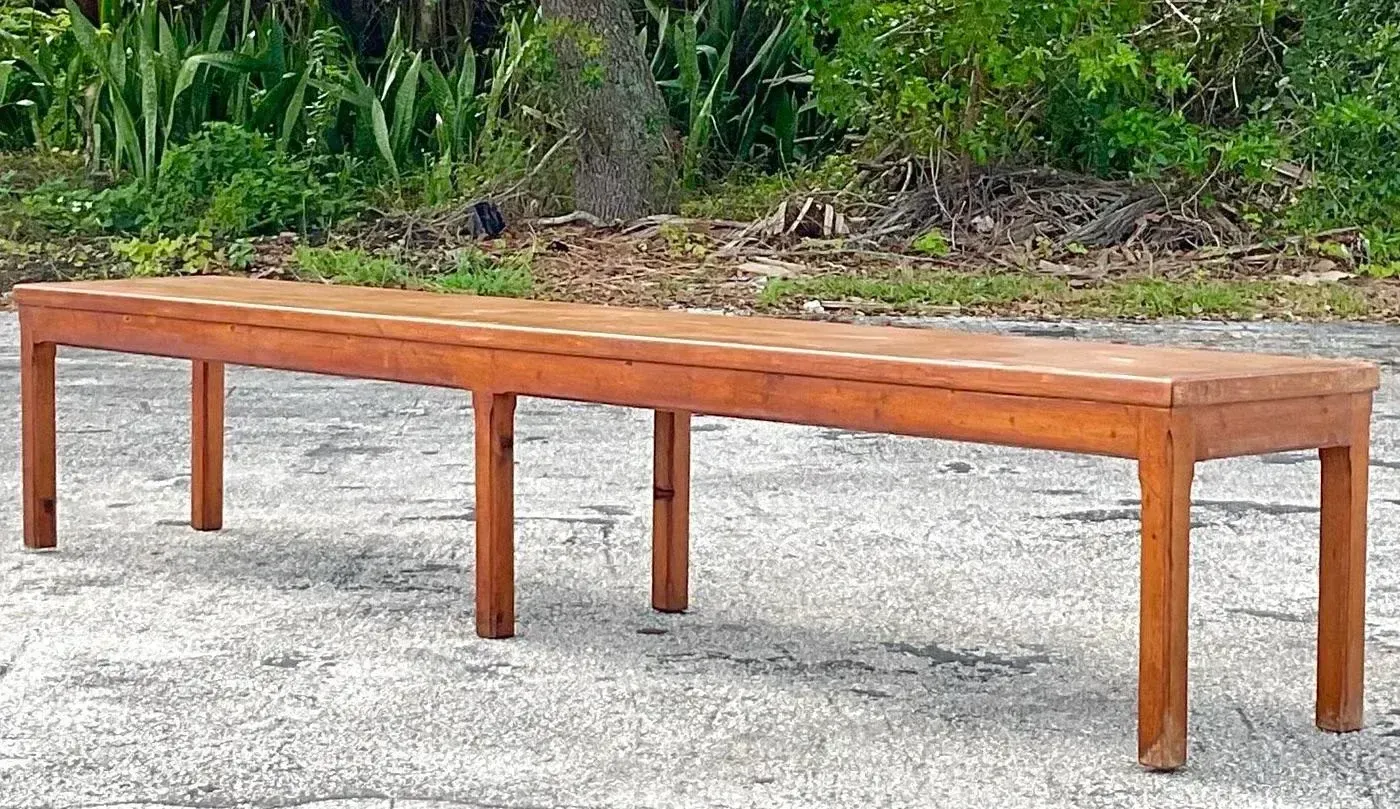 Vintage Parsons Style Monumental Wooden Bench - Pair — additional photo 7