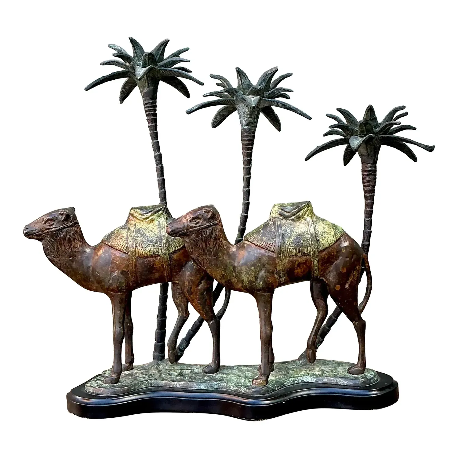 Vintage Patinated Bronze Camel Candleholder
