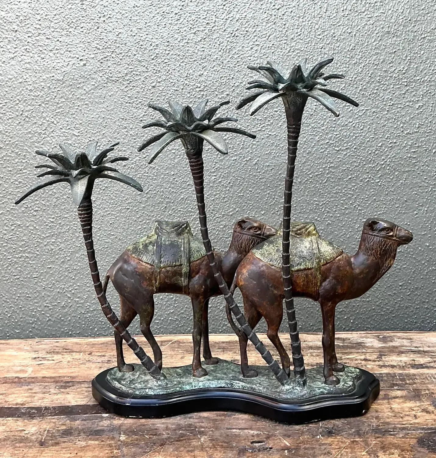 Vintage Patinated Bronze Camel Candleholder — additional photo 2