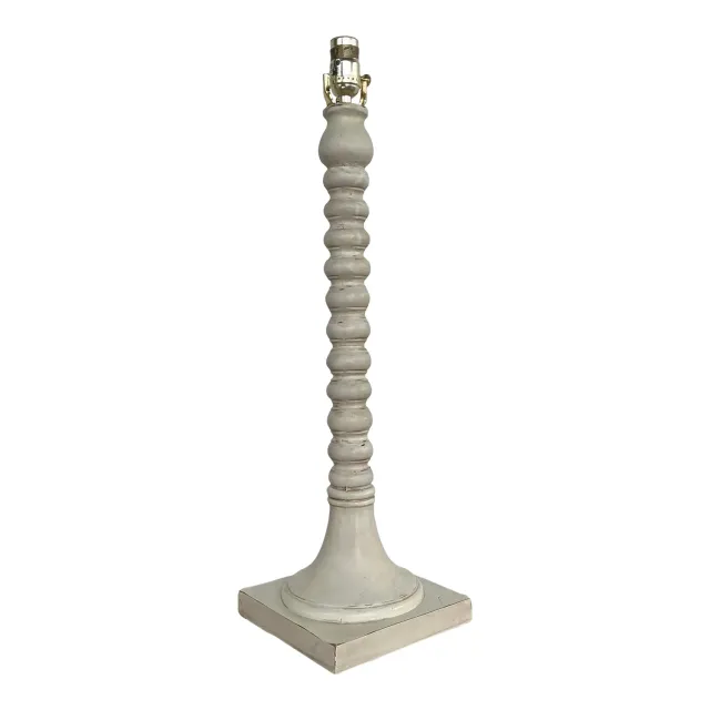 Vintage Patinated Carved Bobbin Lamp — additional photo 1
