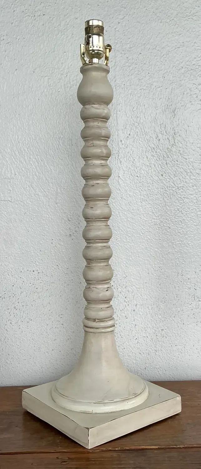 Vintage Patinated Carved Bobbin Lamp — additional photo 2
