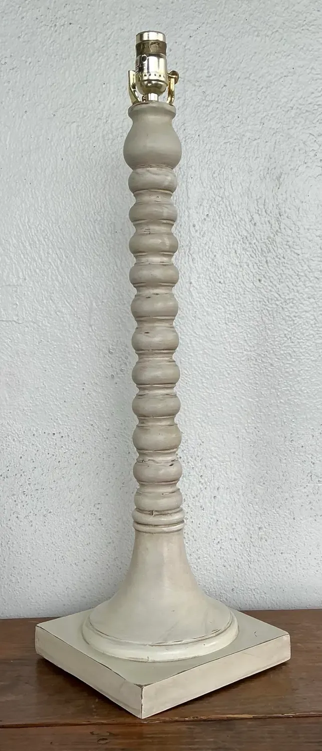 Vintage Patinated Carved Bobbin Lamp — additional photo 3