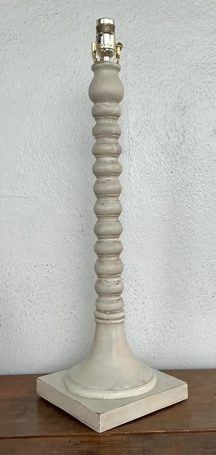 Vintage Patinated Carved Bobbin Lamp — additional photo 4