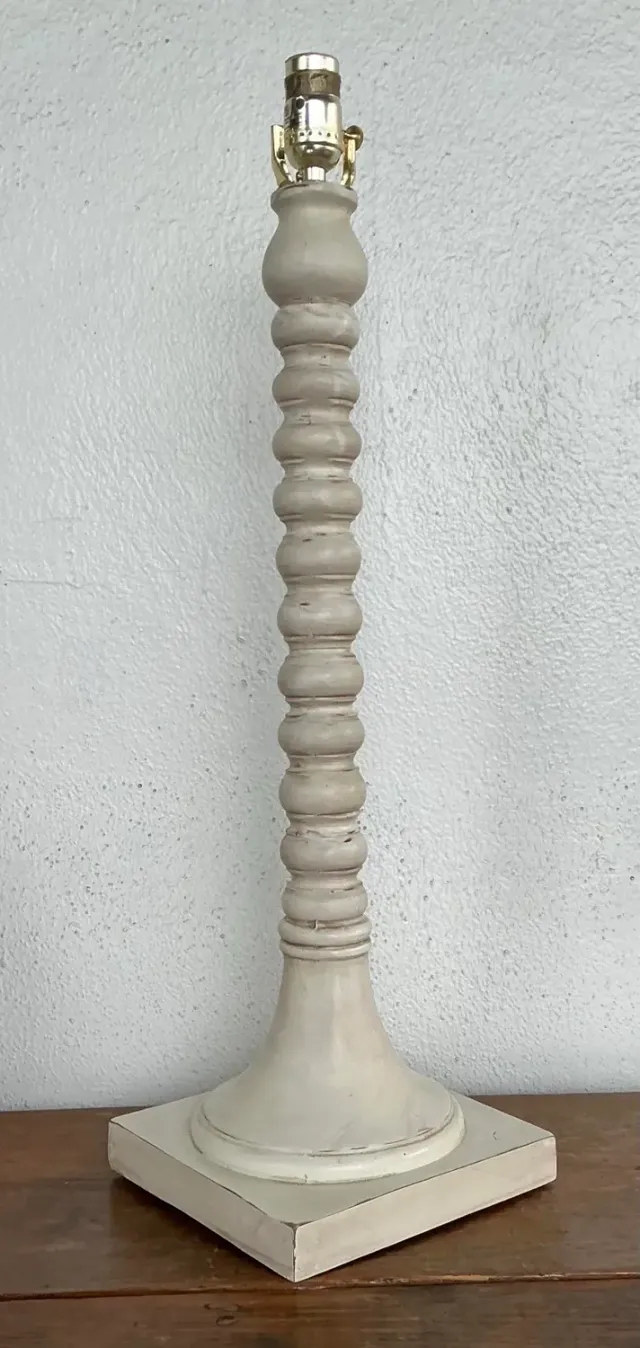 Vintage Patinated Carved Bobbin Lamp — additional photo 4