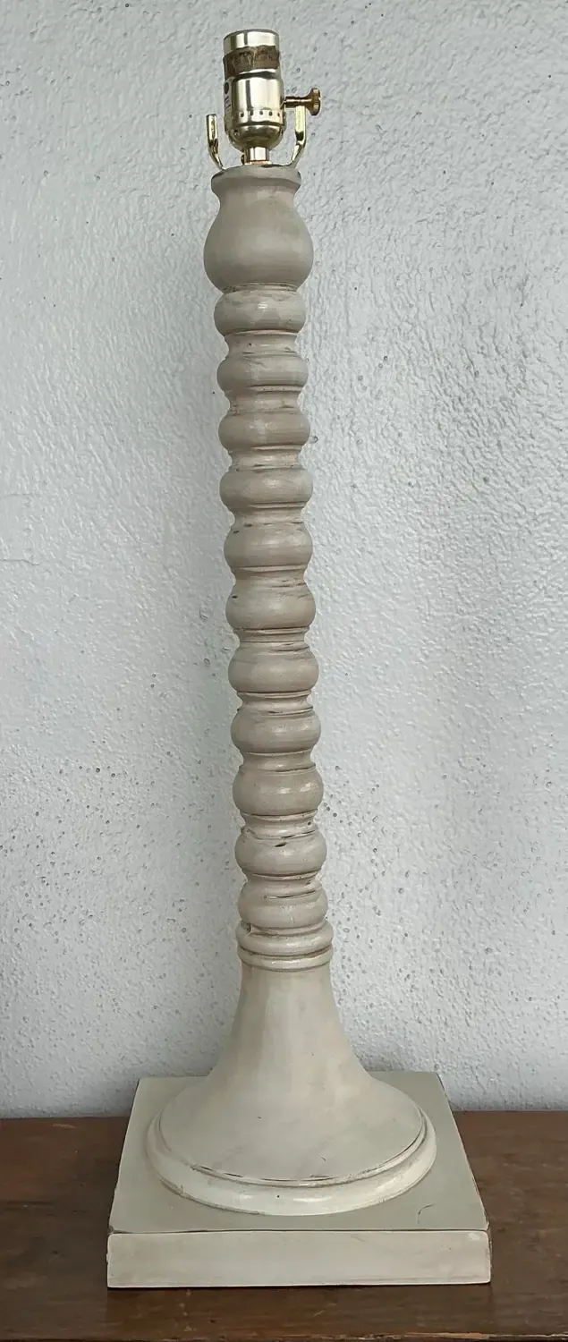 Vintage Patinated Carved Bobbin Lamp — additional photo 5
