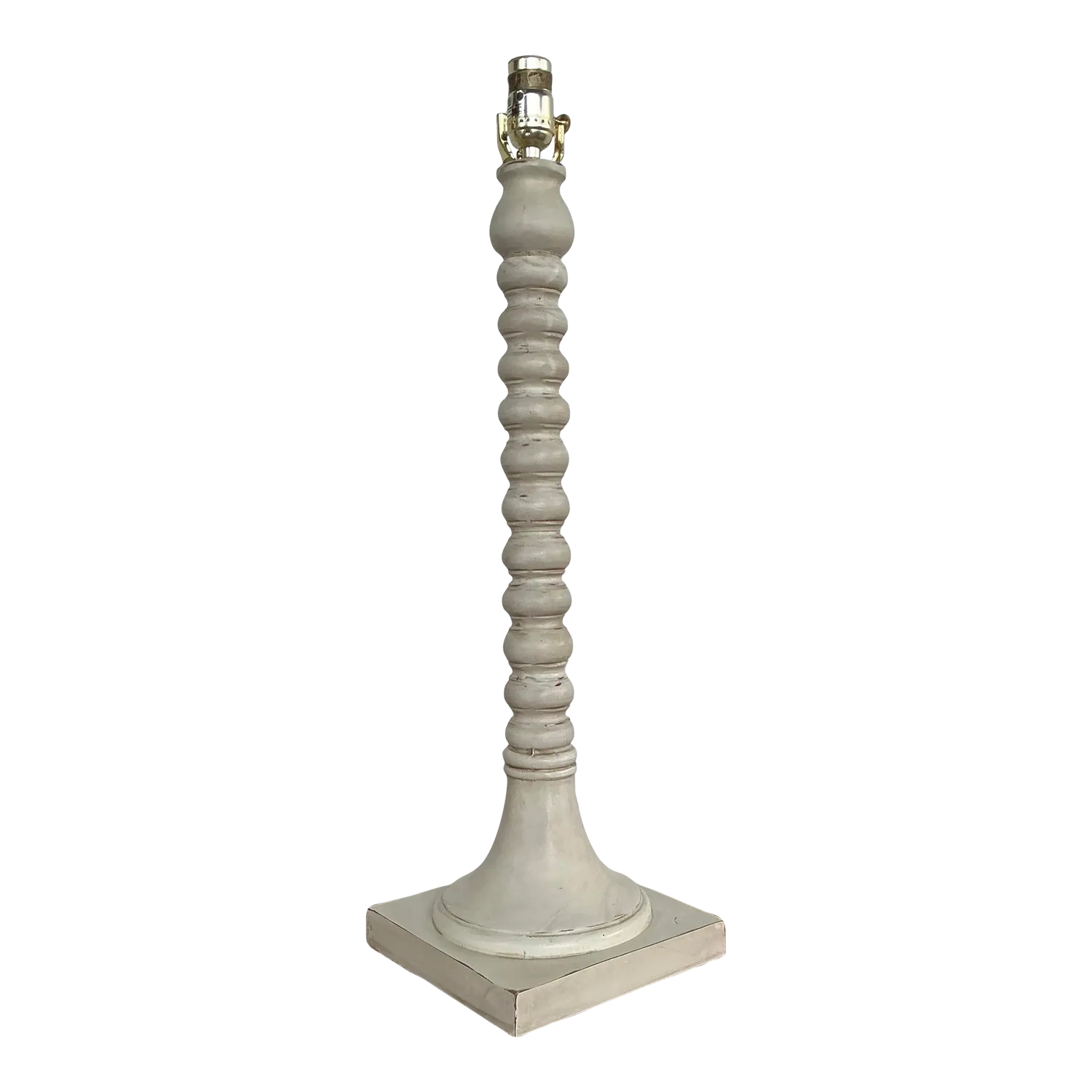 Vintage Patinated Carved Bobbin Lamp — additional photo 6
