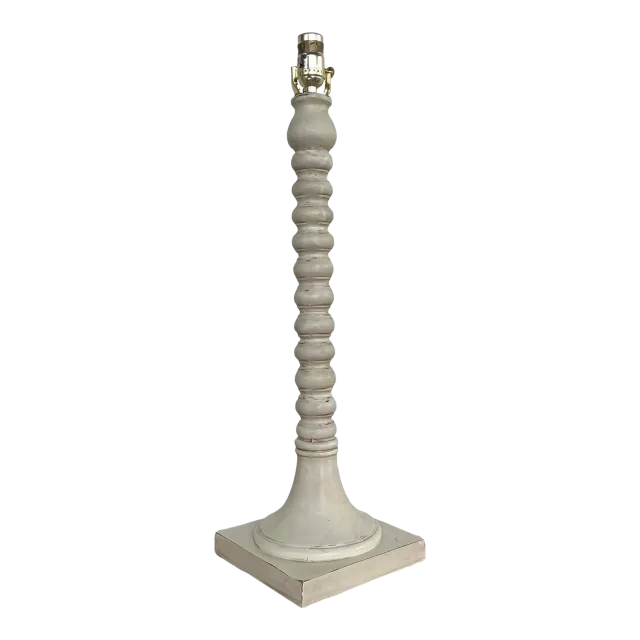 Vintage Patinated Carved Bobbin Lamp — additional photo 6