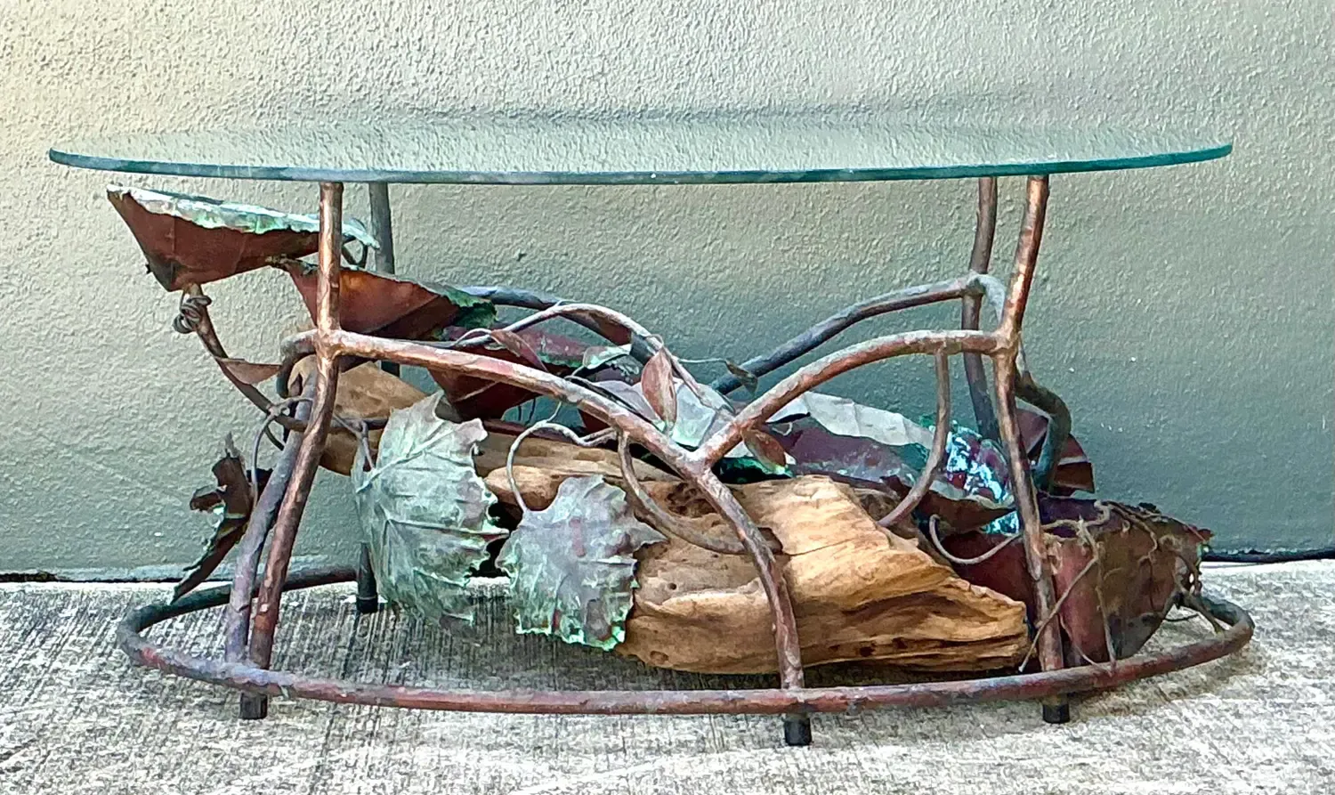 Vintage Patinated Copper Waterfall Coffee Table — additional photo 1