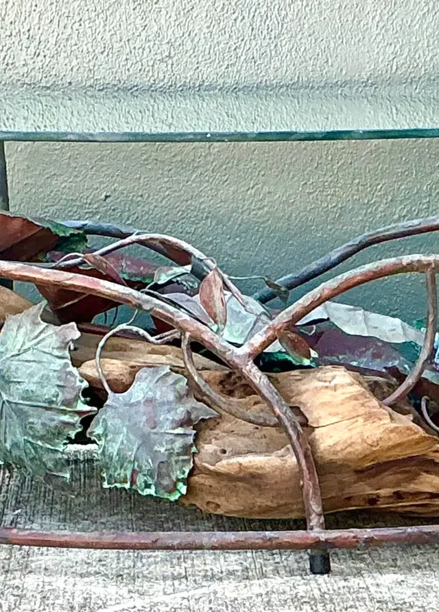 Vintage Patinated Copper Waterfall Coffee Table