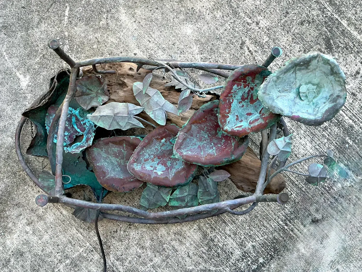 Vintage Patinated Copper Waterfall Coffee Table — additional photo 2