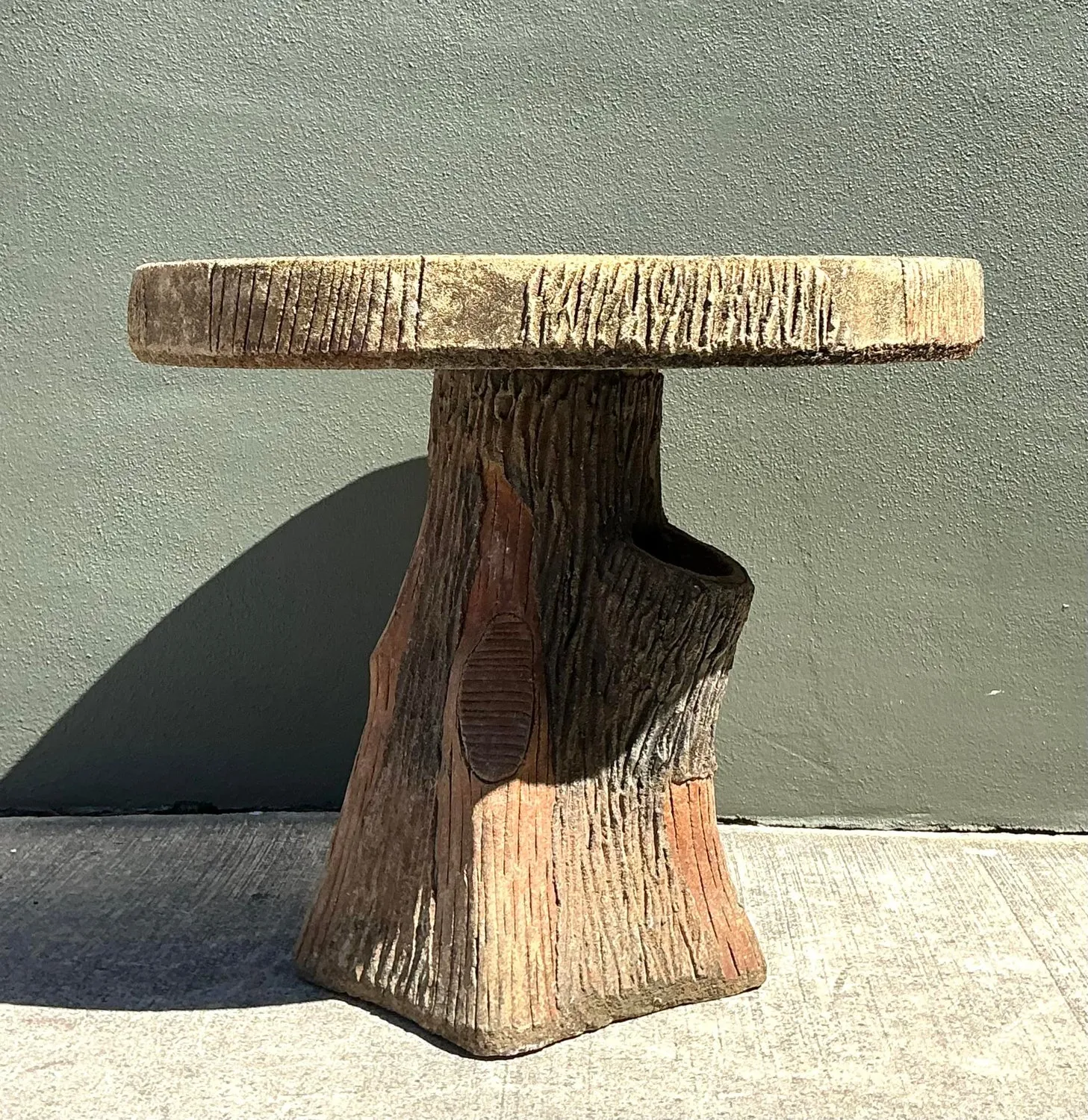 Vintage Patinated Faux Bois Concrete Table — additional photo 2
