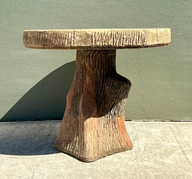 Vintage Patinated Faux Bois Concrete Table — additional photo 3