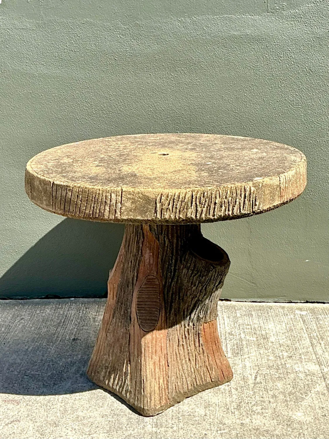 Vintage Patinated Faux Bois Concrete Table — additional photo 4