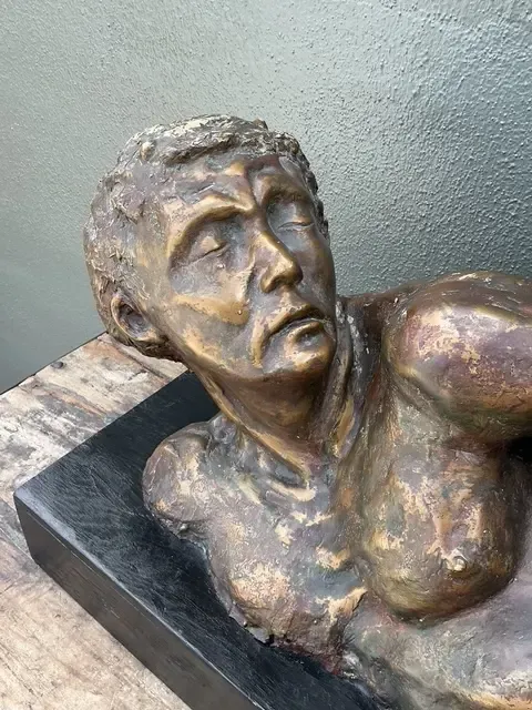 Vintage Patinated Figurative Sculpture of Man — additional photo 4
