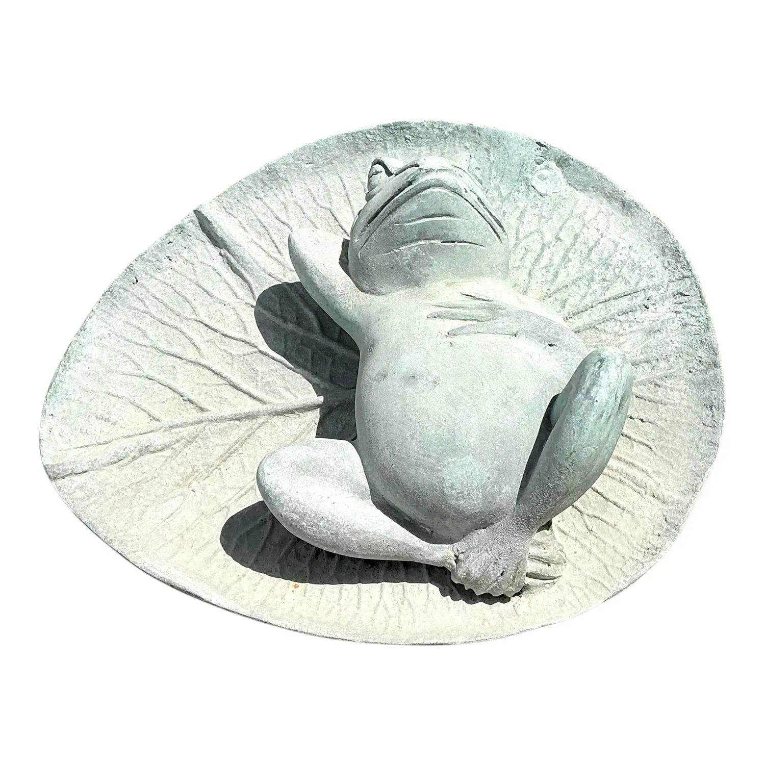 Vintage Patinated Frog on Lilypad Garden Ornament — additional photo 1