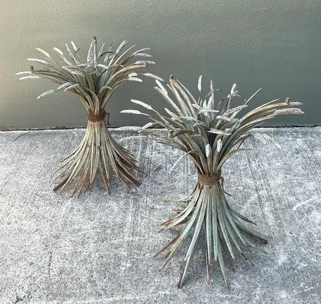 Vintage Patinated Sheath of Wheat Side Tables - A Pair — additional photo 7