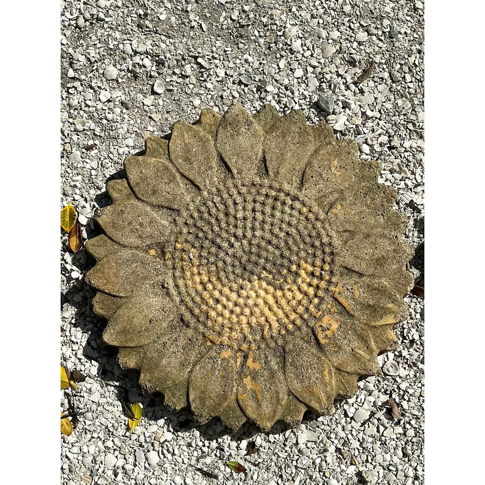 Vintage Patinated Sunflower Cast Concrete Pavers - Set of 3