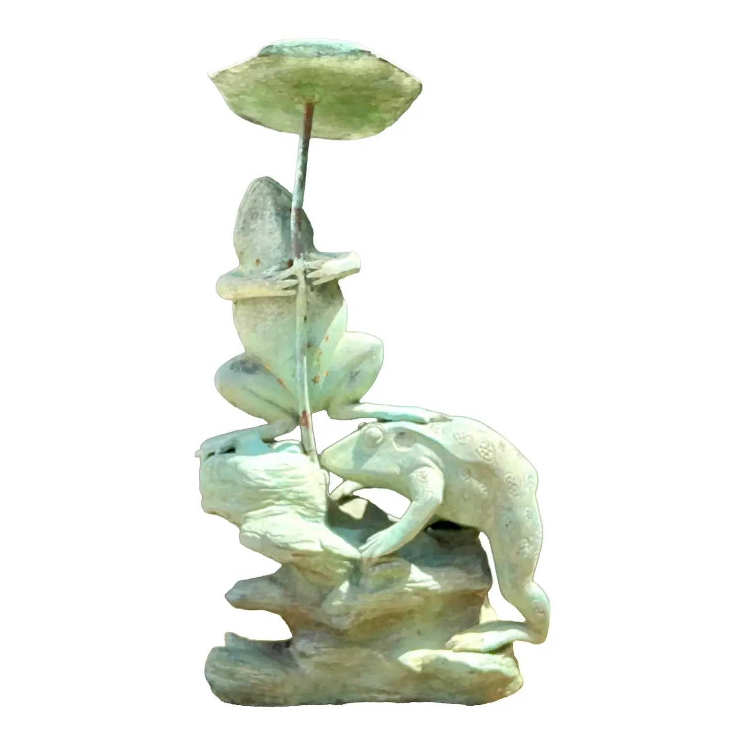 Vintage Patinated Verdigris Garden Frogs Sculpture — additional photo 1