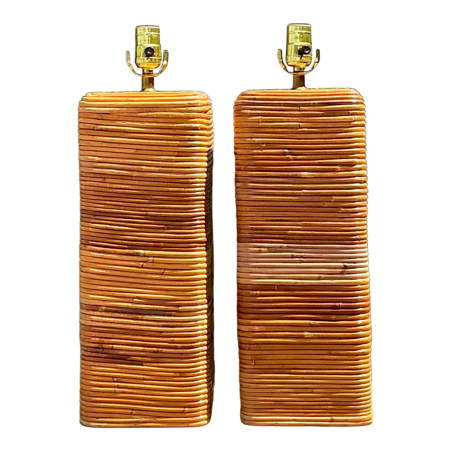 Vintage Pencil Reed Table Lamps - A Pair — additional photo 1