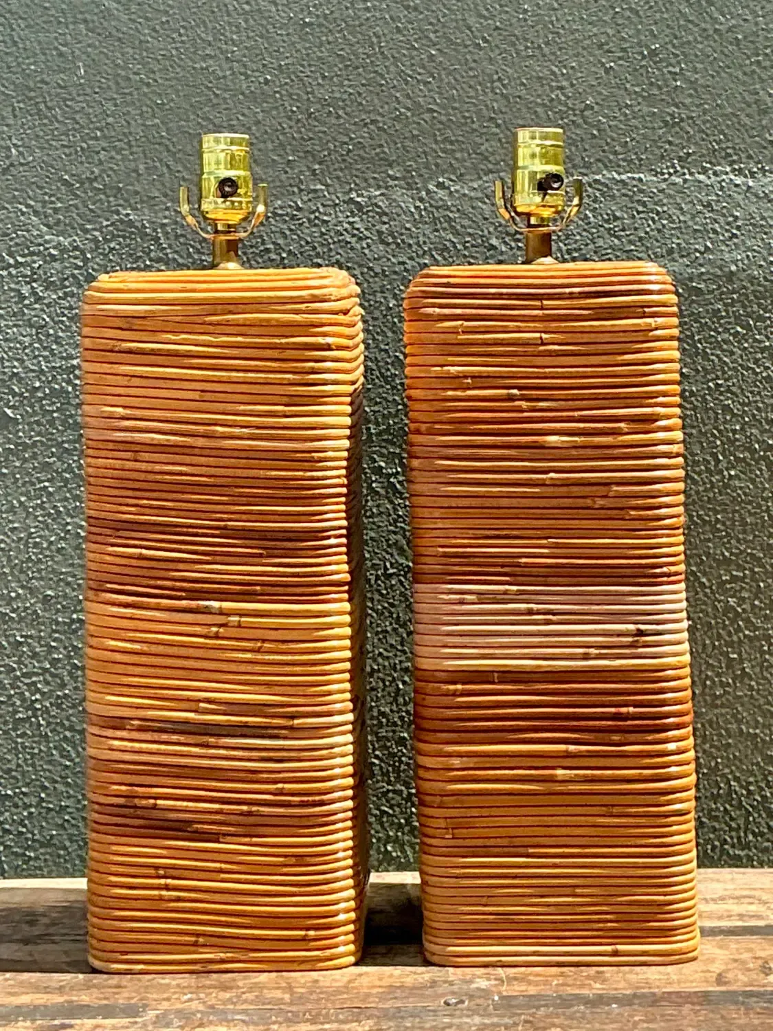 Vintage Pencil Reed Table Lamps - A Pair — additional photo 3