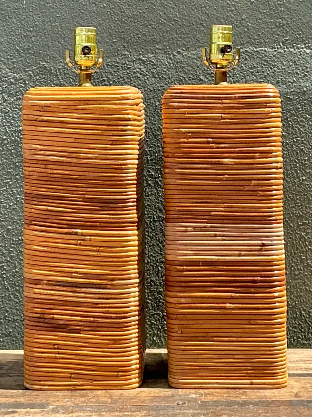 Vintage Pencil Reed Table Lamps - A Pair — additional photo 4
