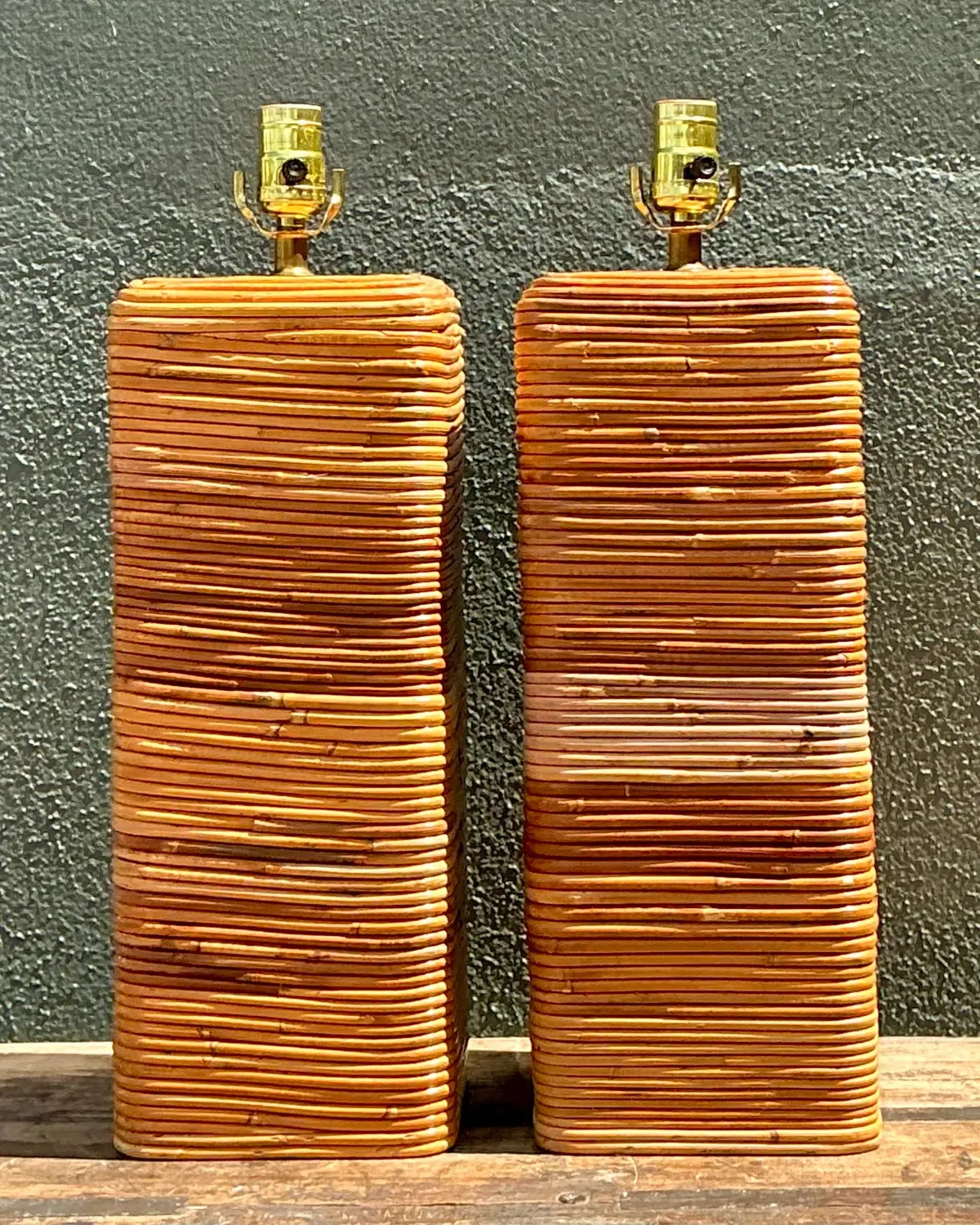 Vintage Pencil Reed Table Lamps - A Pair — additional photo 6