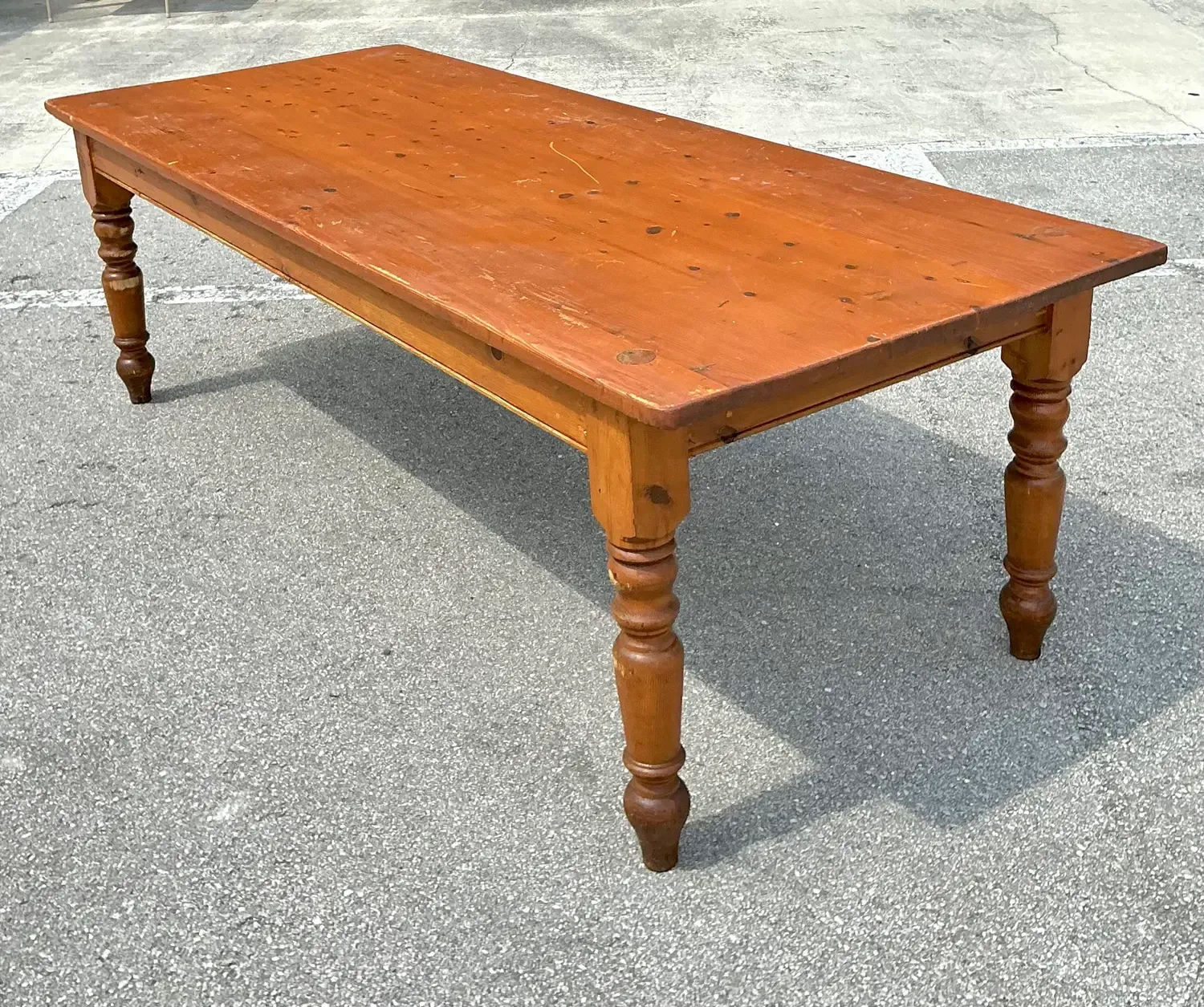 Vintage Plank Farm Table With Custom Stainless Steel Top — additional photo 2