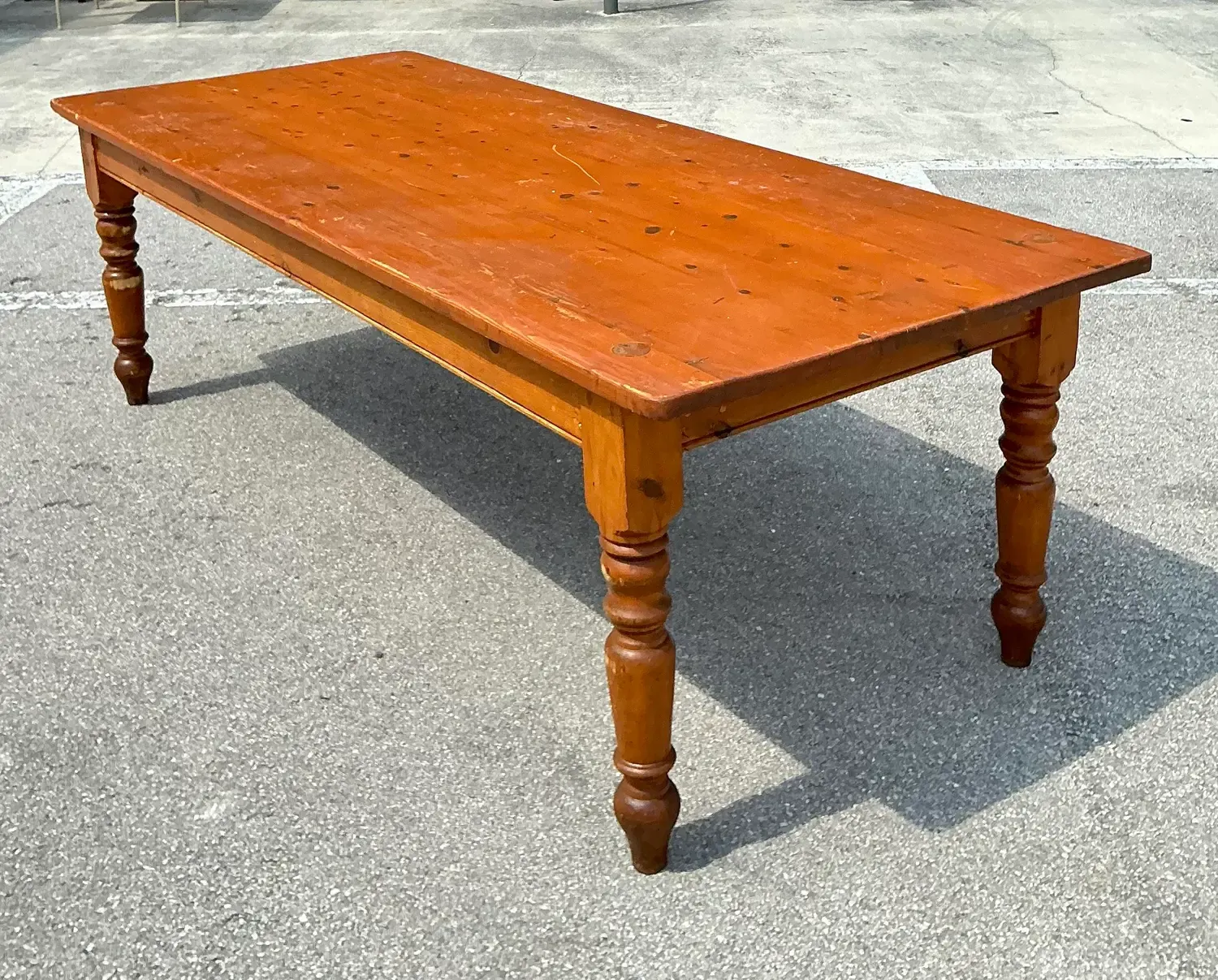 Vintage Plank Farm Table With Custom Stainless Steel Top — additional photo 3