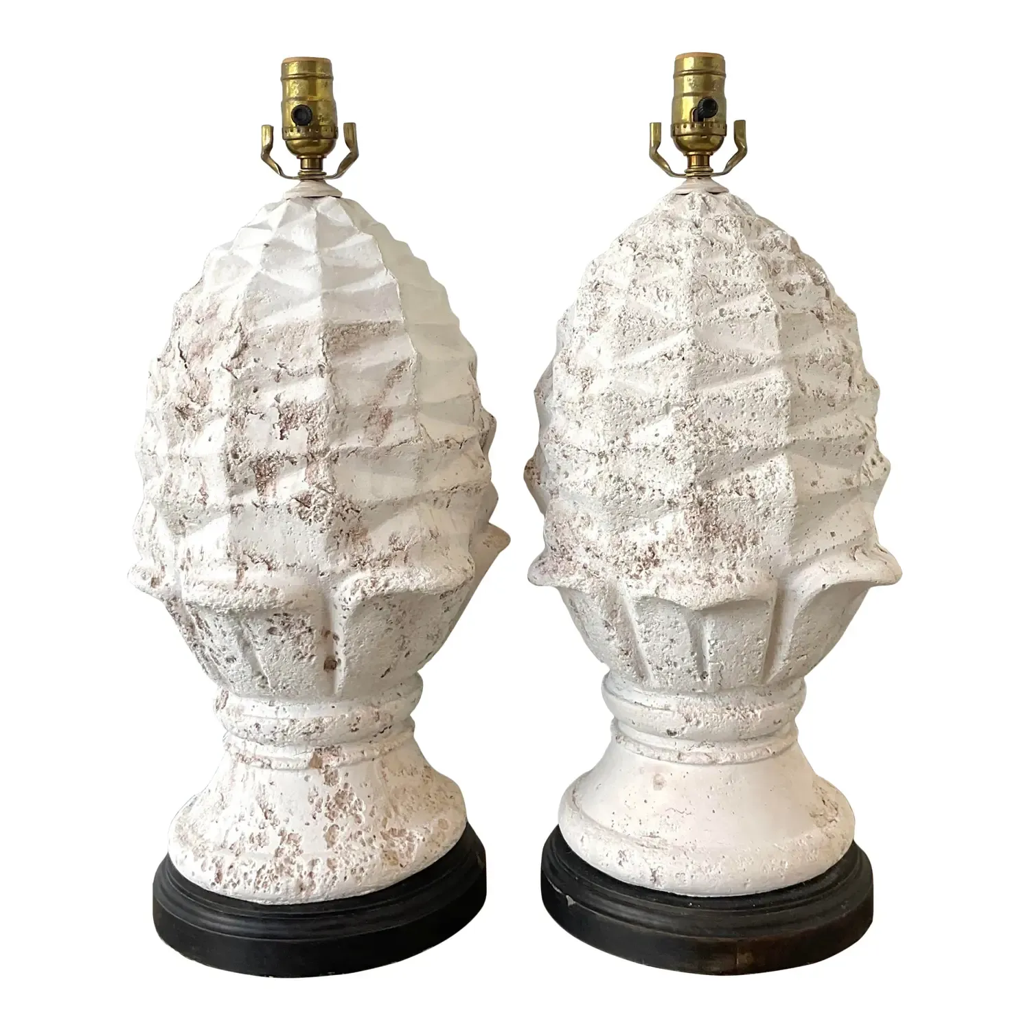 Vintage Plaster Artichoke Lamps - A Pair