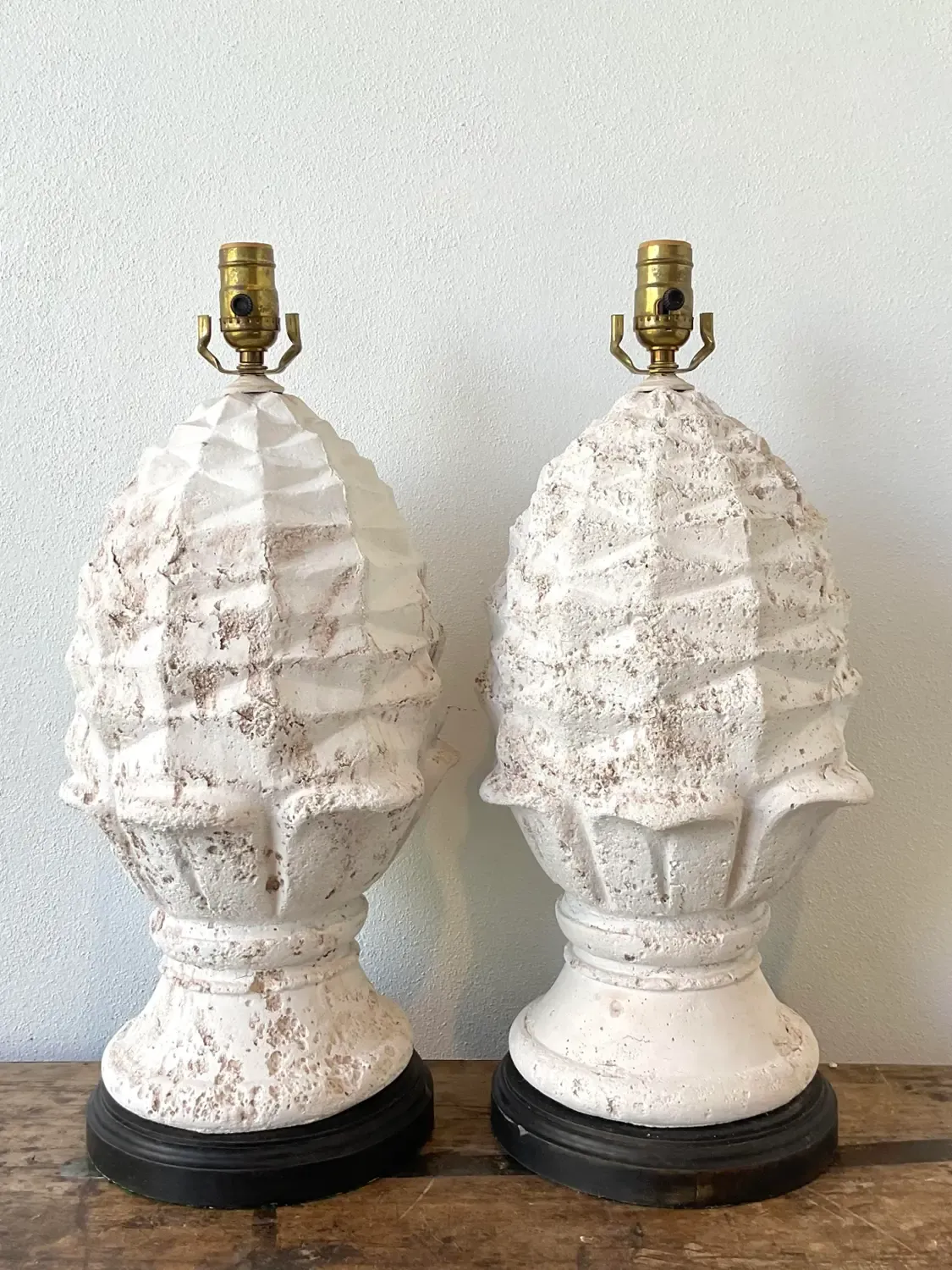 Vintage Plaster Artichoke Lamps - A Pair — additional photo 2
