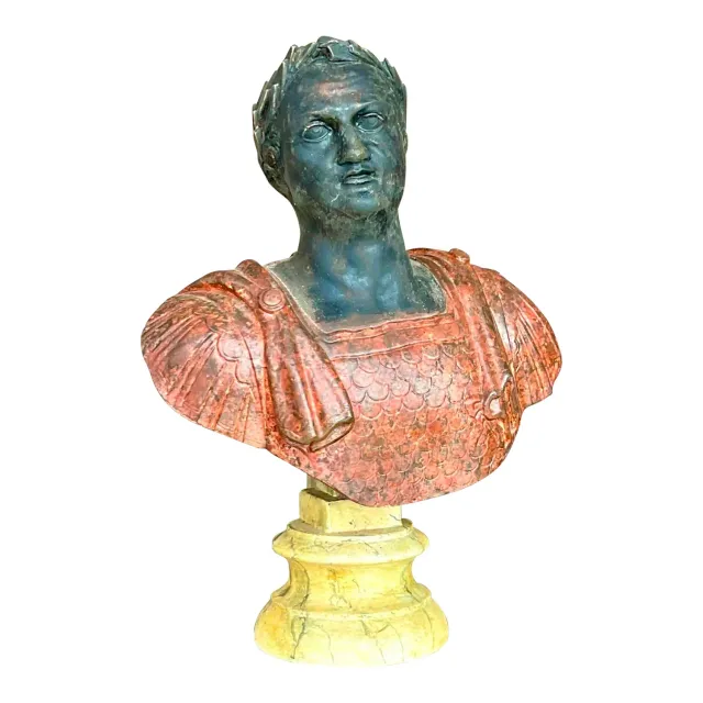 Vintage Plaster Hand Painted Bust of Man — additional photo 1
