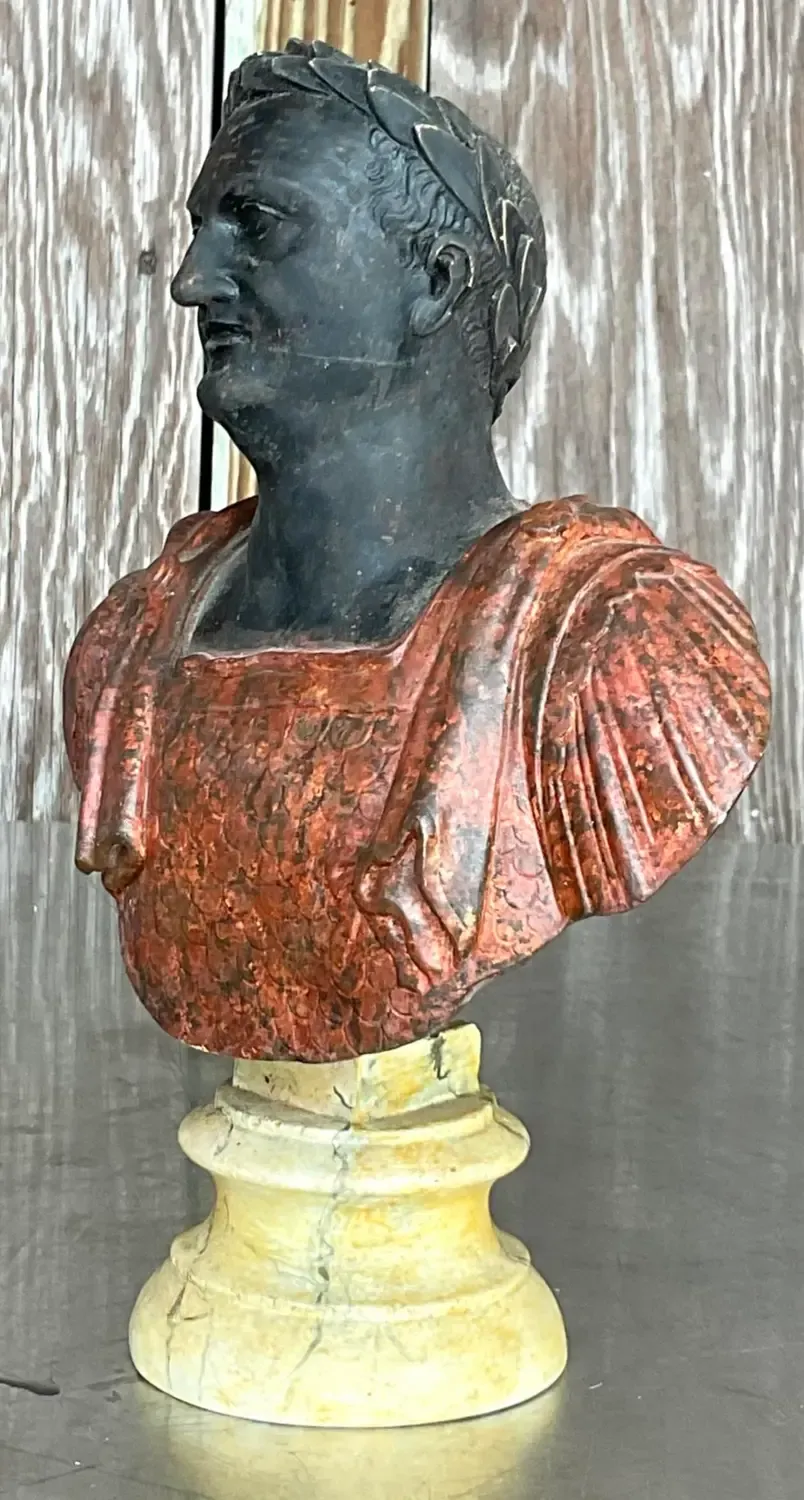 Vintage Plaster Hand Painted Bust of Man — additional photo 2