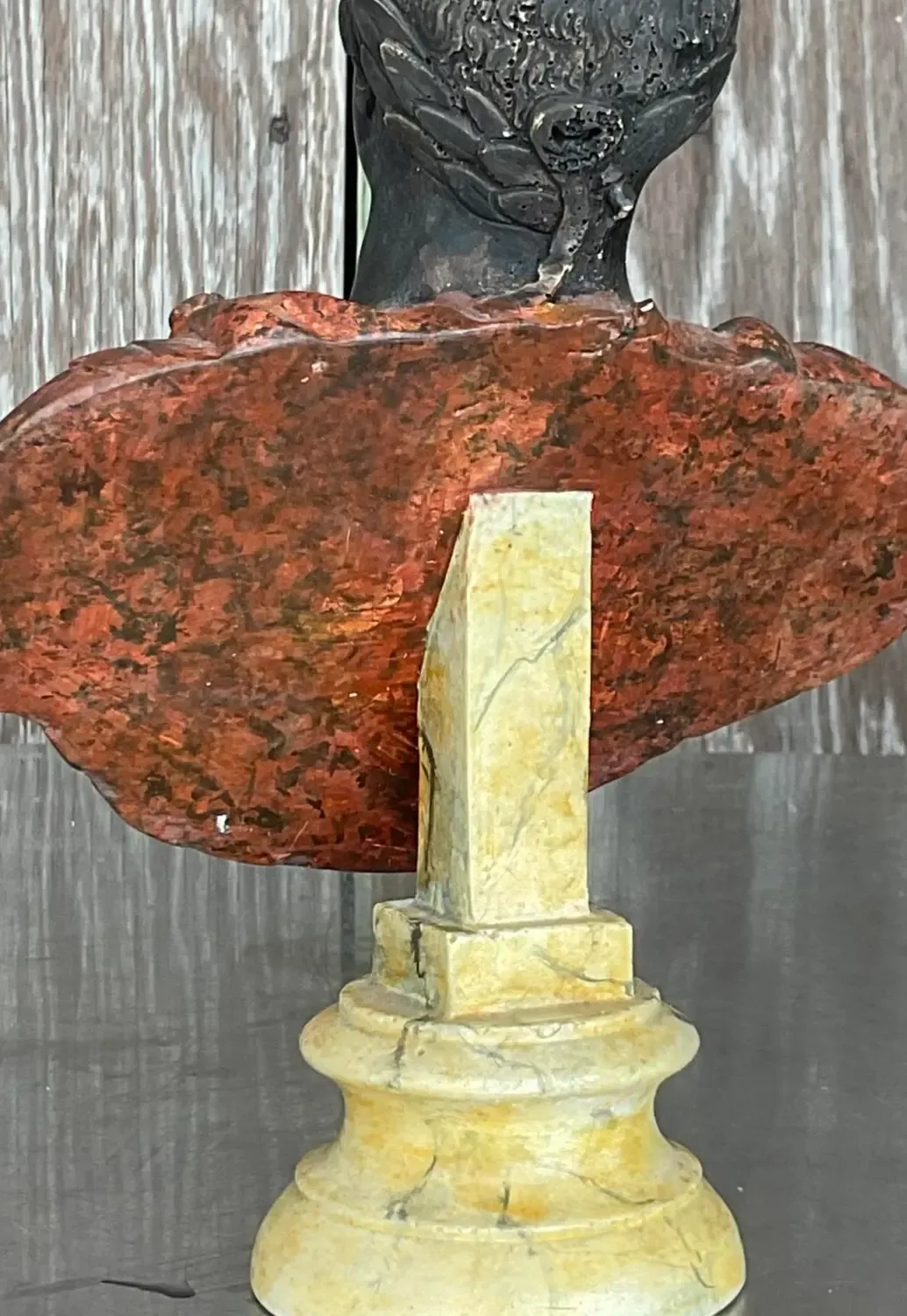 Vintage Plaster Hand Painted Bust of Man — additional photo 3