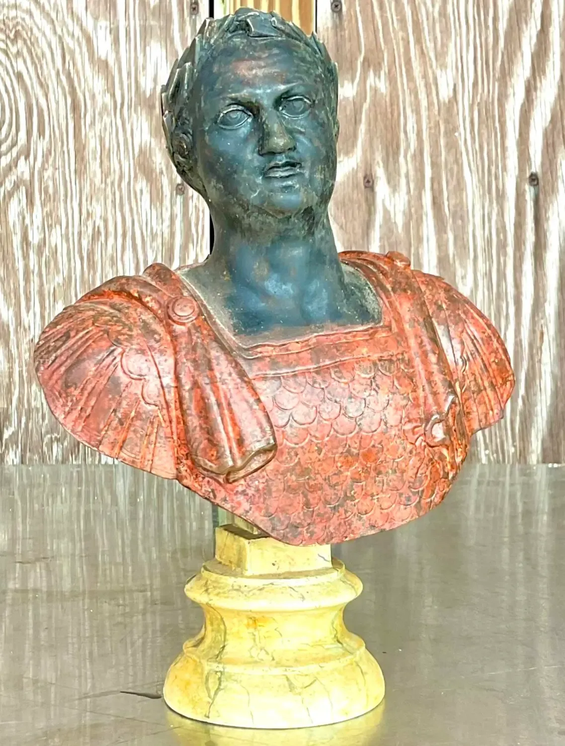 Vintage Plaster Hand Painted Bust of Man — additional photo 4