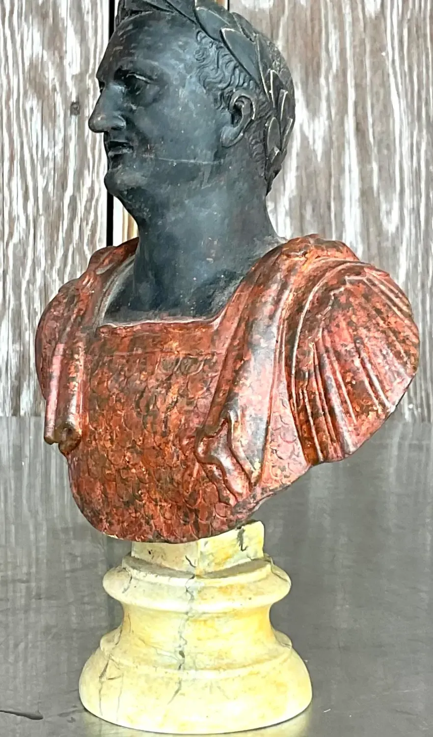 Vintage Plaster Hand Painted Bust of Man — additional photo 7
