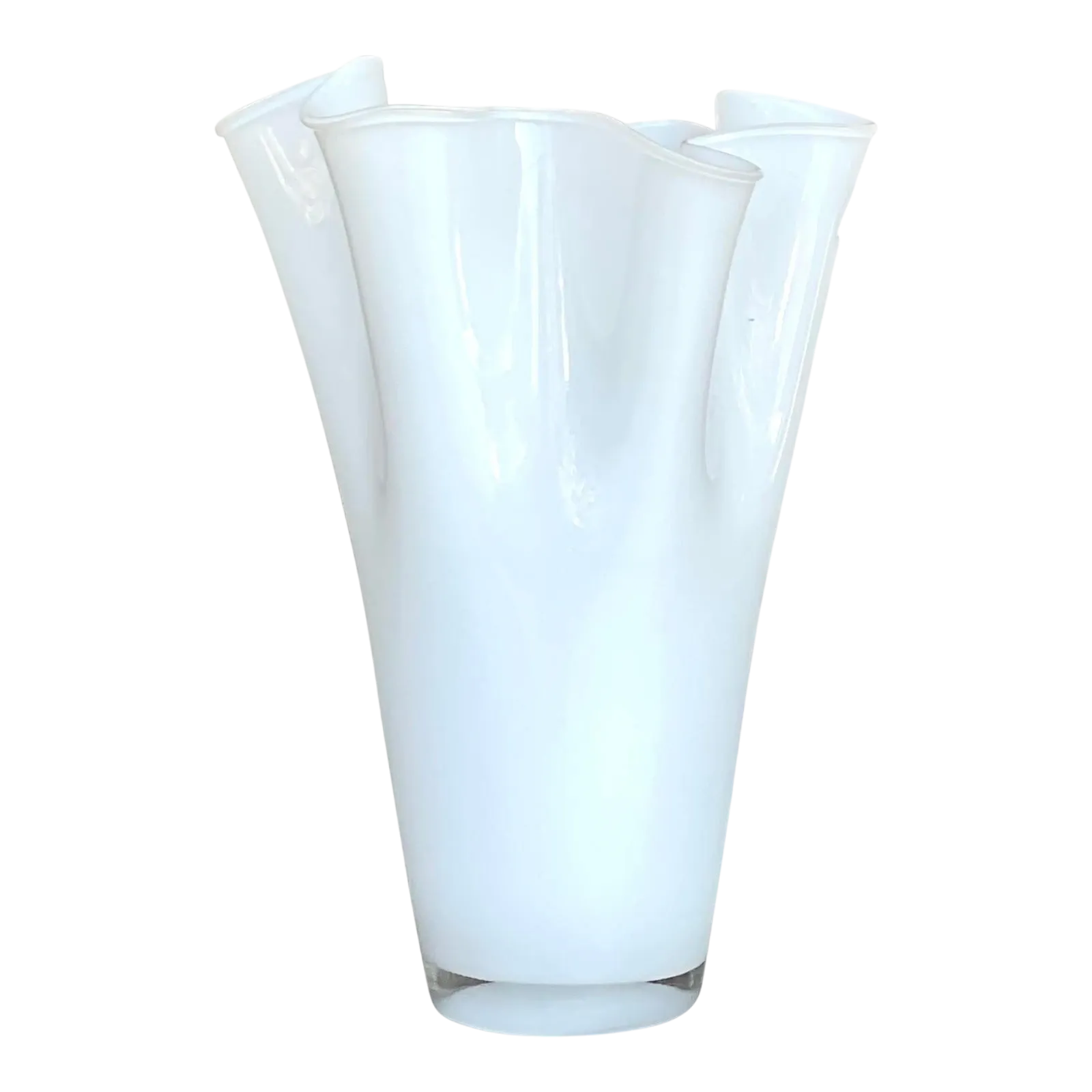 Vintage Pleated White Glass Vase — additional photo 2