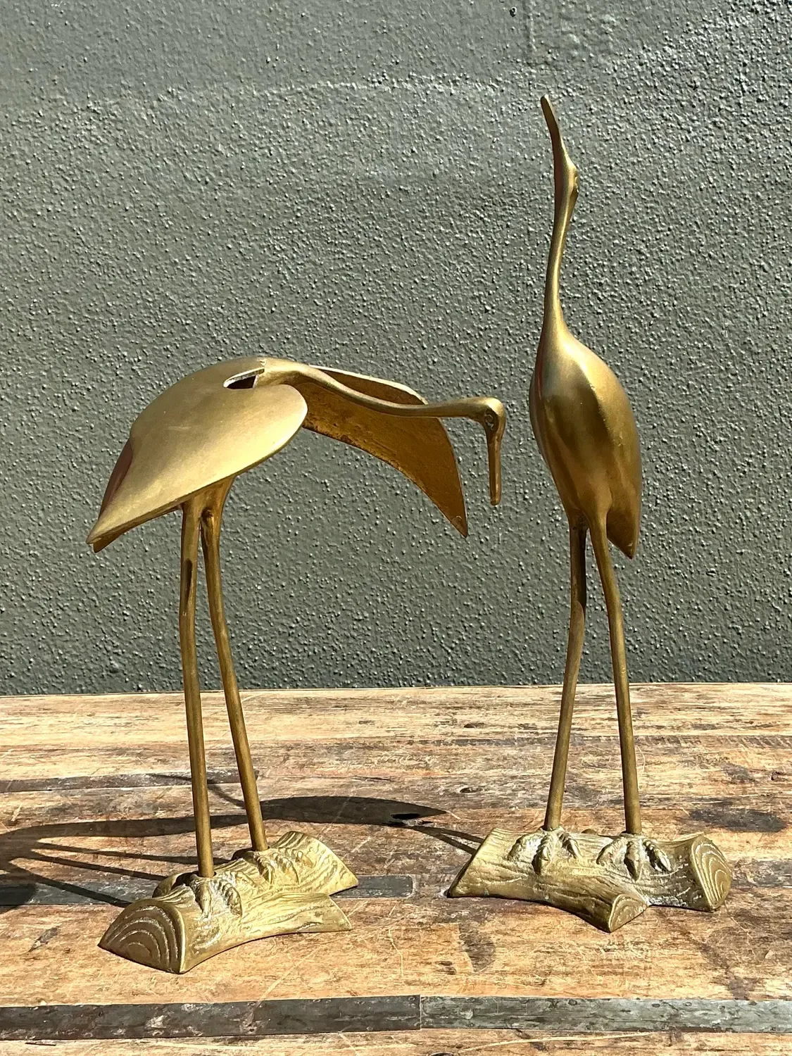 Vintage Polished Brass Cranes - Set of 2 — additional photo 1