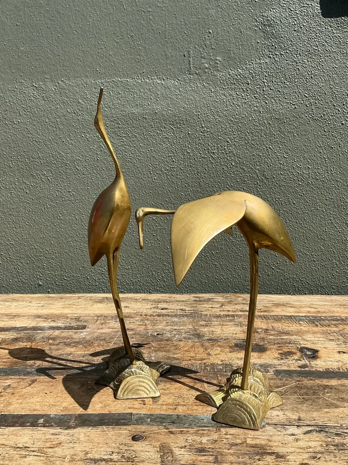 Vintage Polished Brass Cranes - Set of 2 — additional photo 2