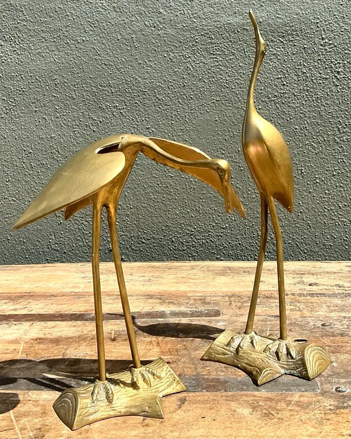 Vintage Polished Brass Cranes - Set of 2 — additional photo 3