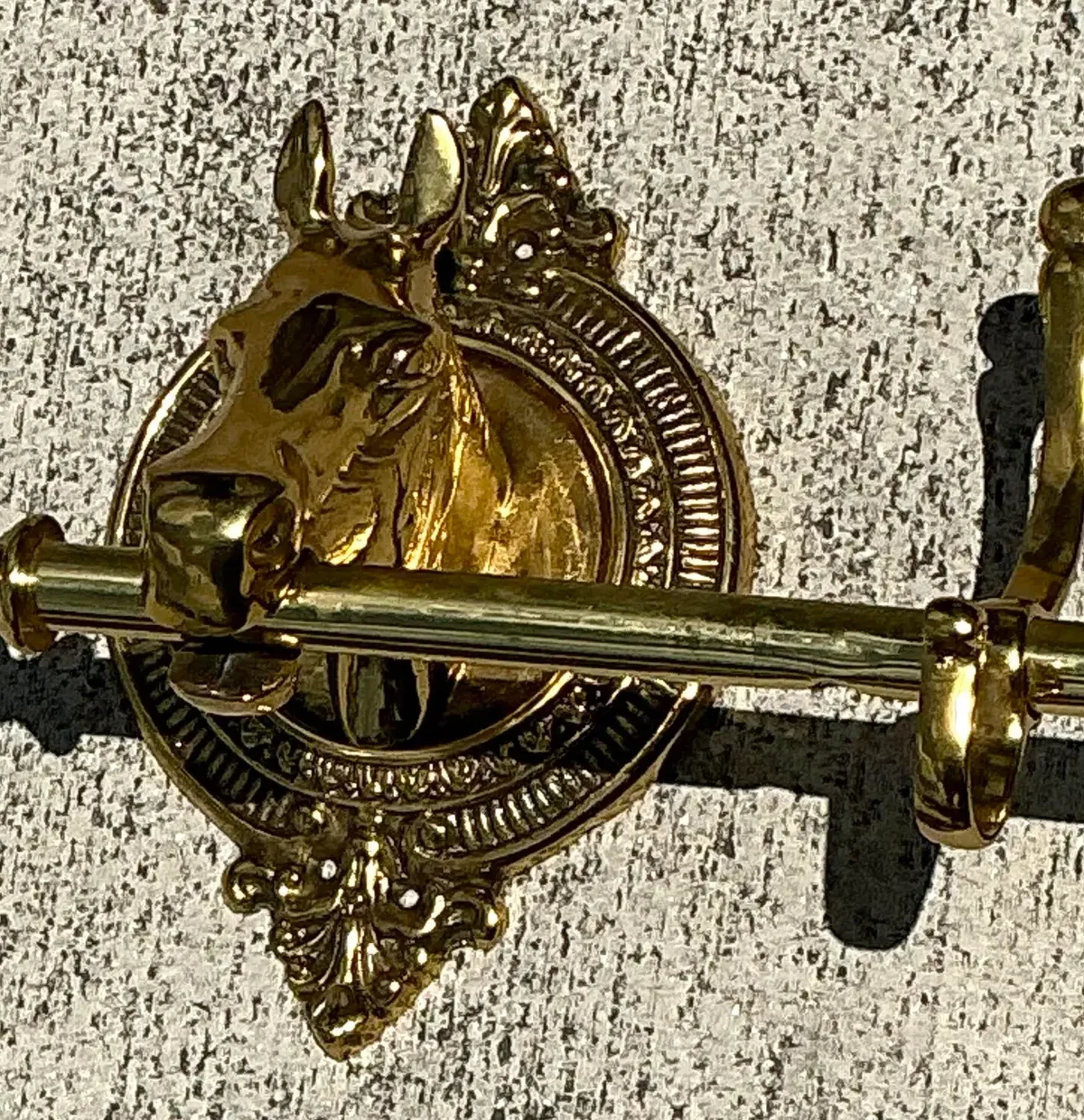 Vintage Polished Brass Horse Head Coat Rack — additional photo 3