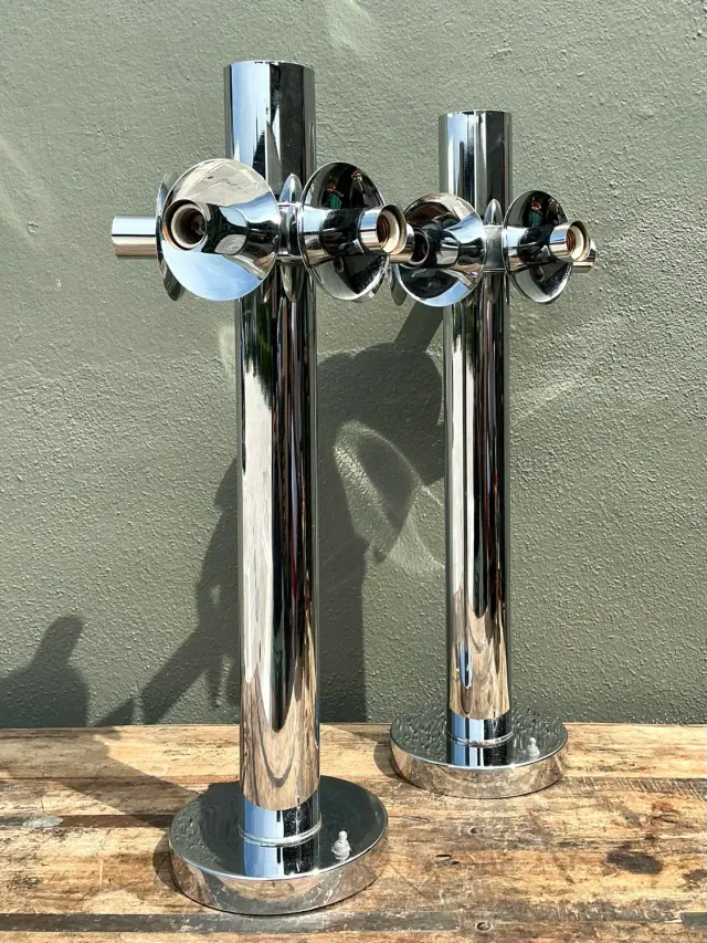 Vintage Polished Chrome Lamps After Sonneman - A Pair — additional photo 1